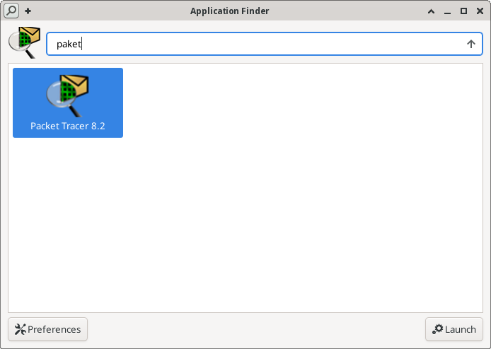 Packer Tracer di Fedora XFCE 36 dan 37 App Finder